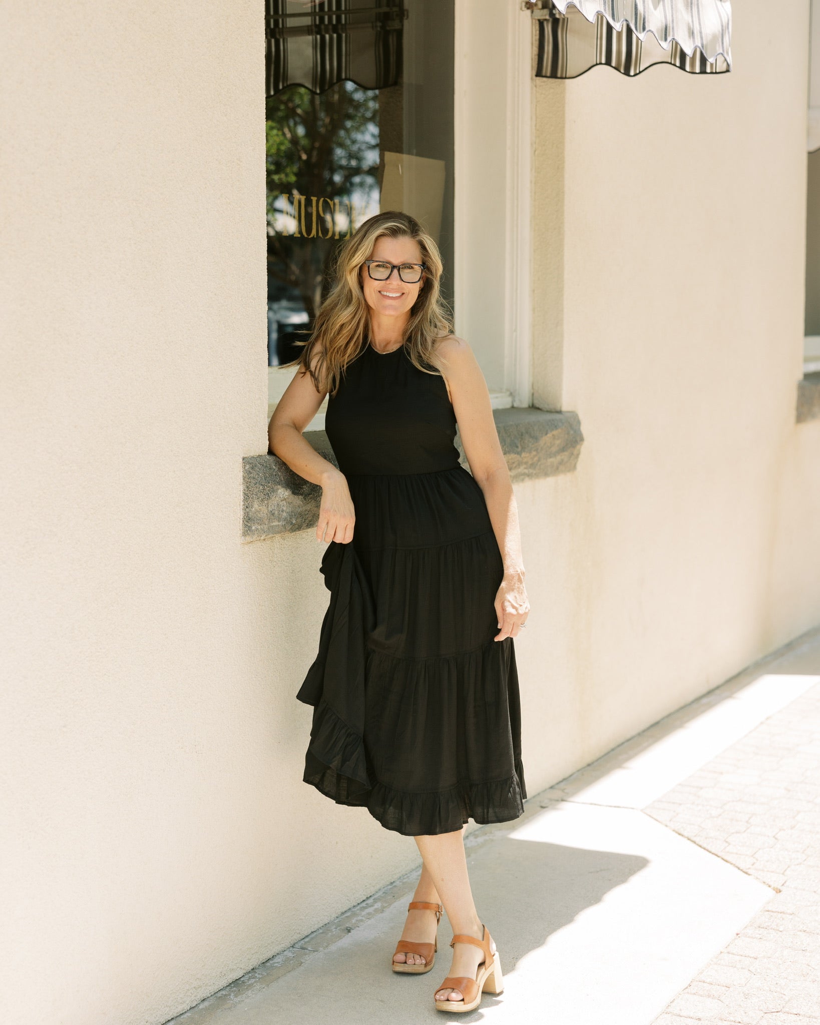 Remy Dress - Black Halter Midi